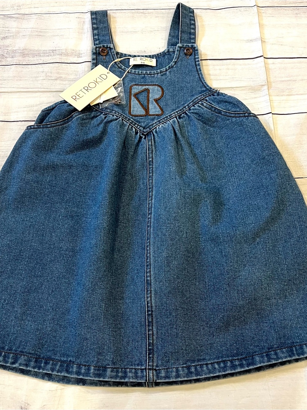 🆕NWT RetroKids Logo Patch Denim Jumper
